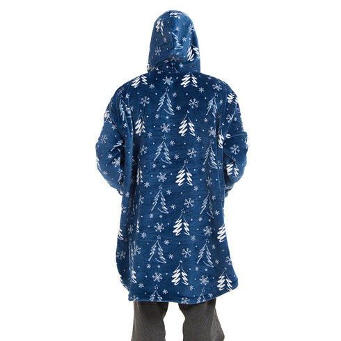 Snuggs Blanket Hoodie Blue Christmas Tree